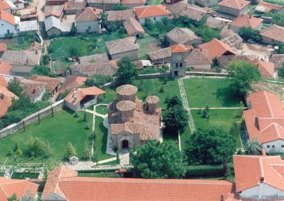 View on the monastery complex from a helicopter