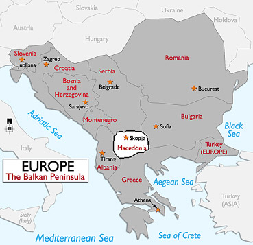 Map of the Balkan Peninsula